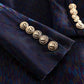 Women Sequins Dark Blue Blazer Long Sleeve Double breasted Party Jacket