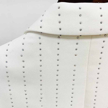 Black White Blazer For Women Single Button Long Blazers Hot Drilling Jackets