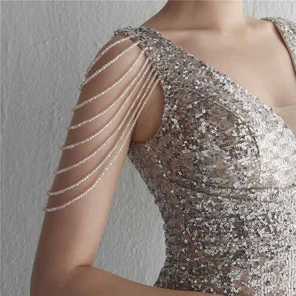 Women's Dress V Neck Long Maxi Elegant Mermaid Formal Dresses Evening Gown S-4XL