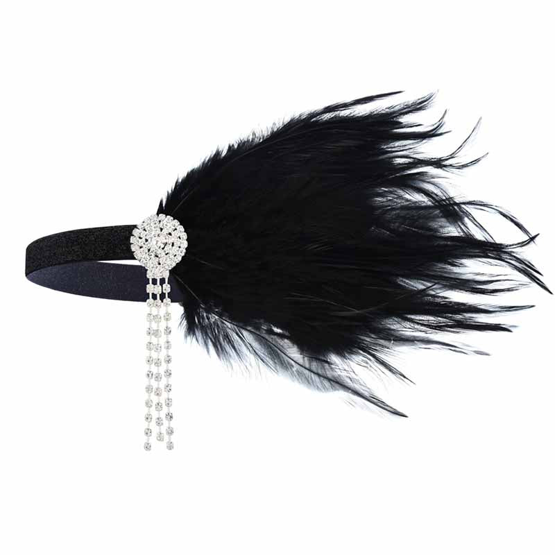 1920s Flapper Feather Headband Gatsby Headpiece Necklace Earrings