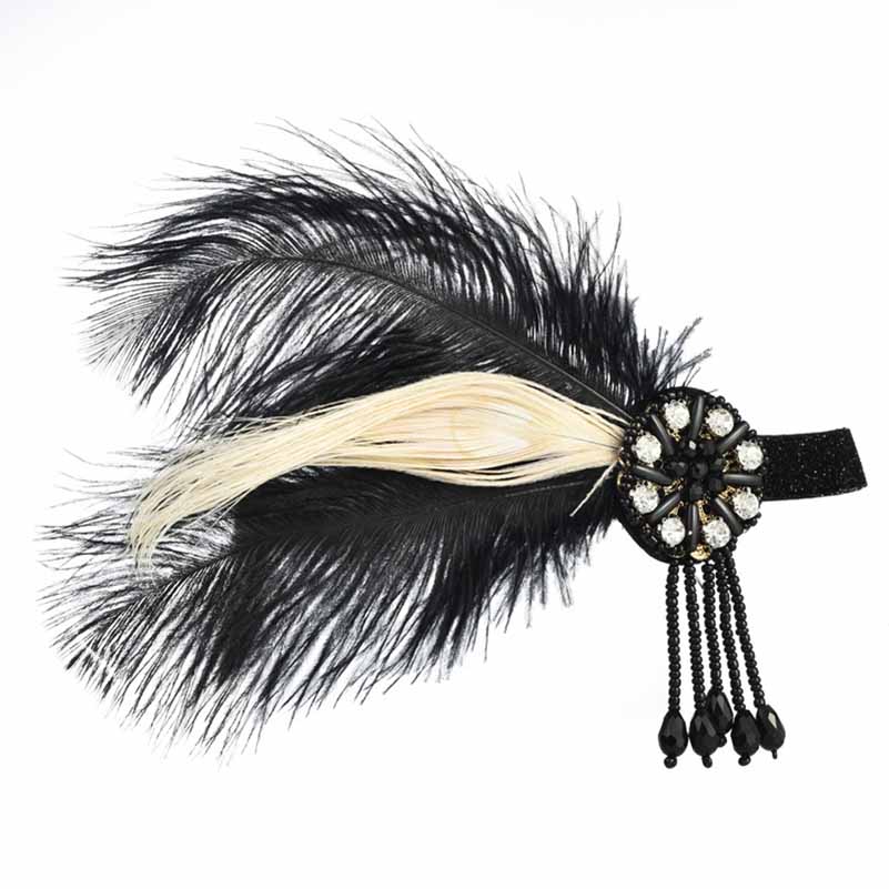 1920s Flapper Feather Headband Gatsby Headpiece Necklace Earrings