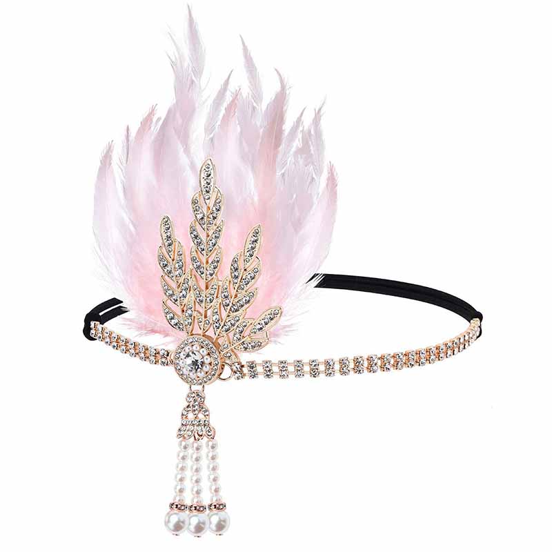 1920s Flapper Feather Headband Gatsby Headpiece Necklace Earrings