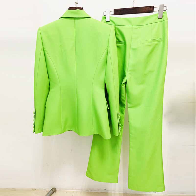 Women Suits 2 Piece Mint Green One Button Blazer With Flare Pants Suit ...