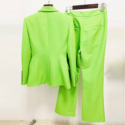 Women Suits 2 Piece Mint Green One Button Blazer With Flare Pants Suit