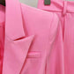 Pink Two Piece Set Business Single Buttons Pants Formal Suit