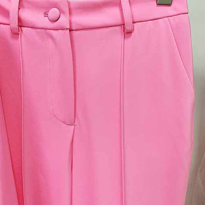 Pink Two Piece Set Business Single Buttons Pants Formal Suit