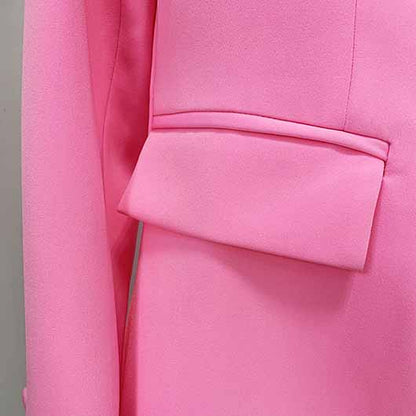 Pink Two Piece Set Business Single Buttons Pants Formal Suit