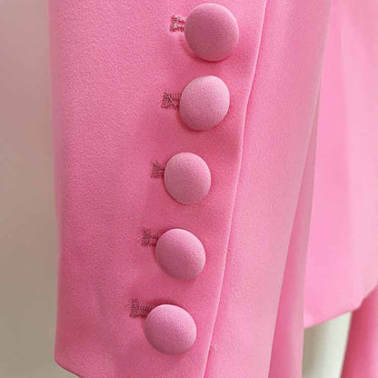 Pink Two Piece Set Business Single Buttons Pants Formal Suit