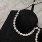 Women's Pearls Beaded Bustier Crop Top Push Up Corset Top Cropped Bra