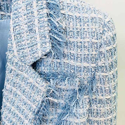 Women's Tweed Coat Double-Breasted Blazer Jacket