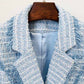 Women's Tweed Coat Double-Breasted Blazer Jacket