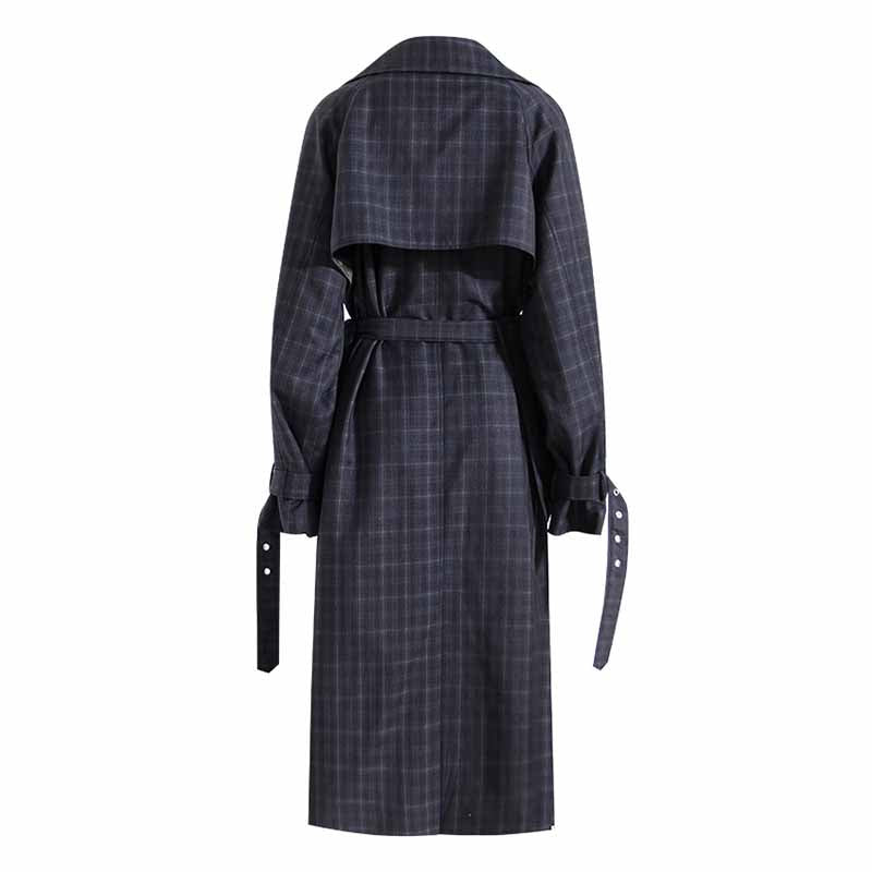 Women's Long Trench Coat Windproof Classic Lapel Belted Overcoat with Pockets