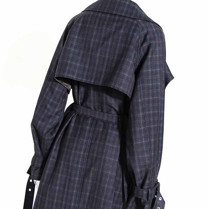 Women's Long Trench Coat Windproof Classic Lapel Belted Overcoat with Pockets