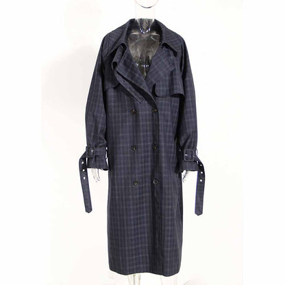 Women's Long Trench Coat Windproof Classic Lapel Belted Overcoat with Pockets