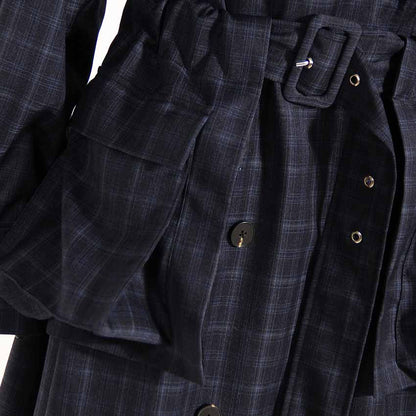 Women's Long Trench Coat Windproof Classic Lapel Belted Overcoat with Pockets