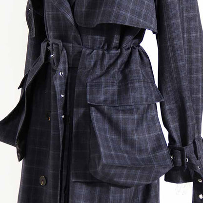 Women's Long Trench Coat Windproof Classic Lapel Belted Overcoat with Pockets