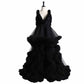Deep V Neck Flare Ruffles Tulle Robe Maternity Gown for Photo Shoot Off Shoulder Gown