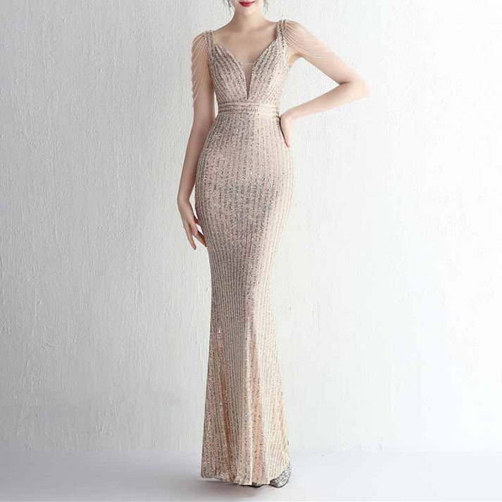 High Neck Long Sleeve Fishtail Midi Bodycon Dress