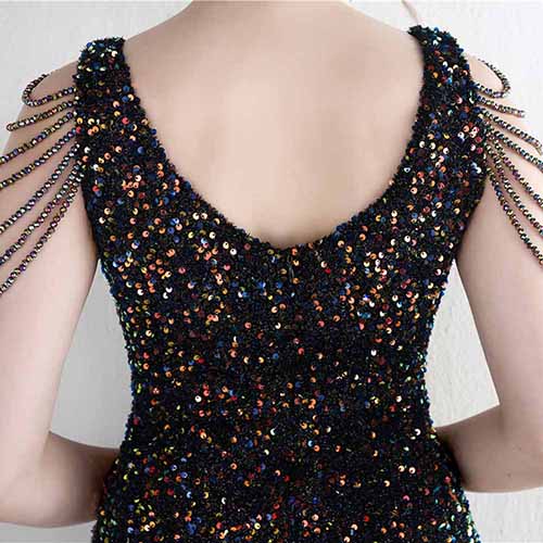 Womens Party Dress Sequins V-Neck Long Dress Formal Evening Prom Gowns S-4XL