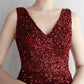 Women Sequin Party Dress V-Neck Sphagetti Strap Formal Evening Gowns S-4XL