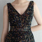 Women Sequin Party Dress V-Neck Sphagetti Strap Formal Evening Gowns S-4XL