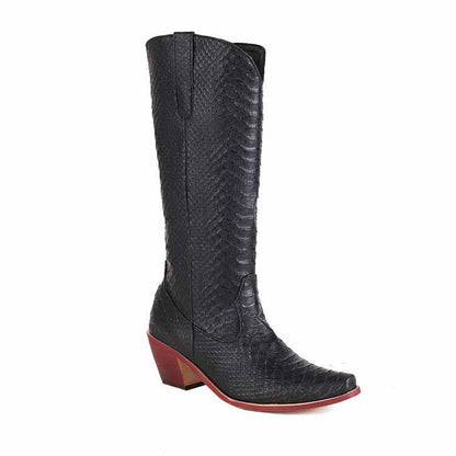 Womens Mid Calf Boots Chunky Heel Zipper Cowgirl Boots