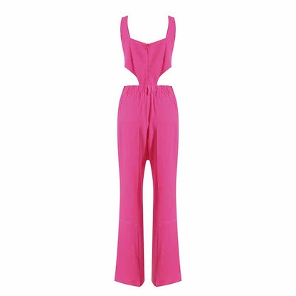 Women 3 Piece Flared Pants Set Fashion Pant Suit In Black, Rose Color