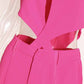 Women 3 Piece Flared Pants Set Fashion Pant Suit In Black, Rose Color