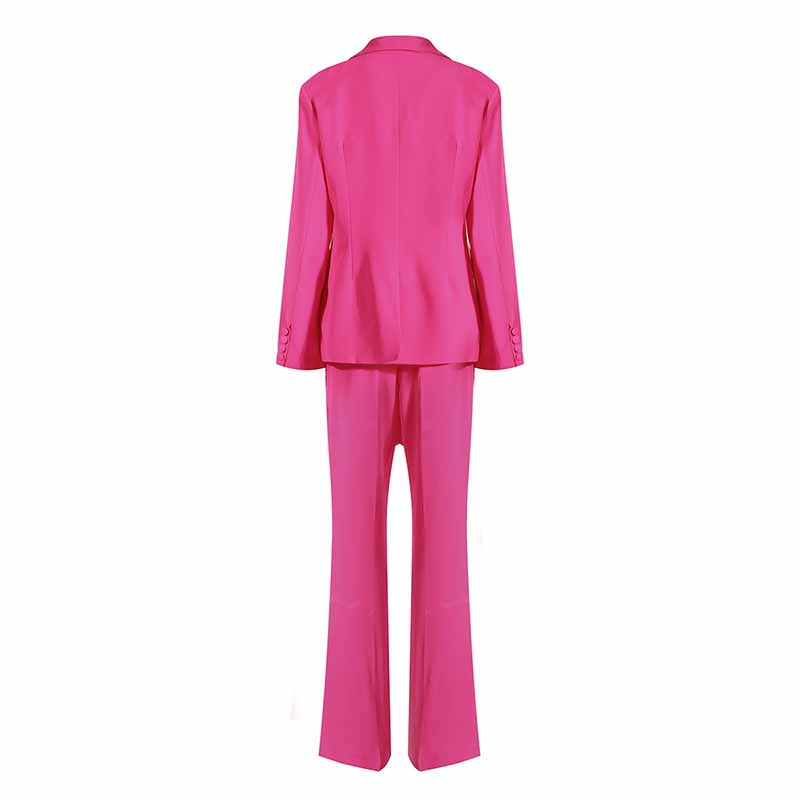 Women 3 Piece Flared Pants Set Fashion Pant Suit In Black, Rose Color