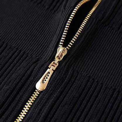 Womens Black Knit Dress With Short Sleeve Mini Knitted Dress