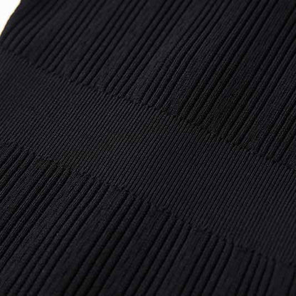 Womens Black Knit Dress With Short Sleeve Mini Knitted Dress