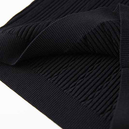 Womens Black Knit Dress With Short Sleeve Mini Knitted Dress