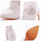 Women's Wedding Boots Lace Flowers Closed Toes High Heels Ankle Boots