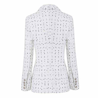 Women Check Blazers Vintage Lapel Collar Double Breasted Plaid Long Sleeve Blazer