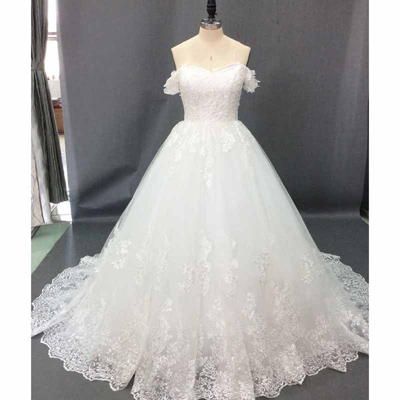 Women's Elegant Lace Appliques Beach Wedding Dresses Bridal Gowns