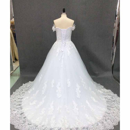 Women's Elegant Lace Appliques Beach Wedding Dresses Bridal Gowns
