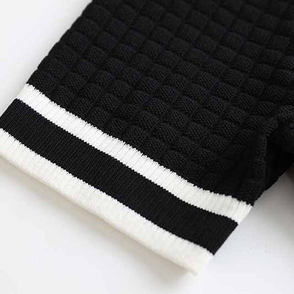 Womens Two Pieces Suit Short-Sleeve Knit V Neck Shirt + Knit Mini Skirt Set