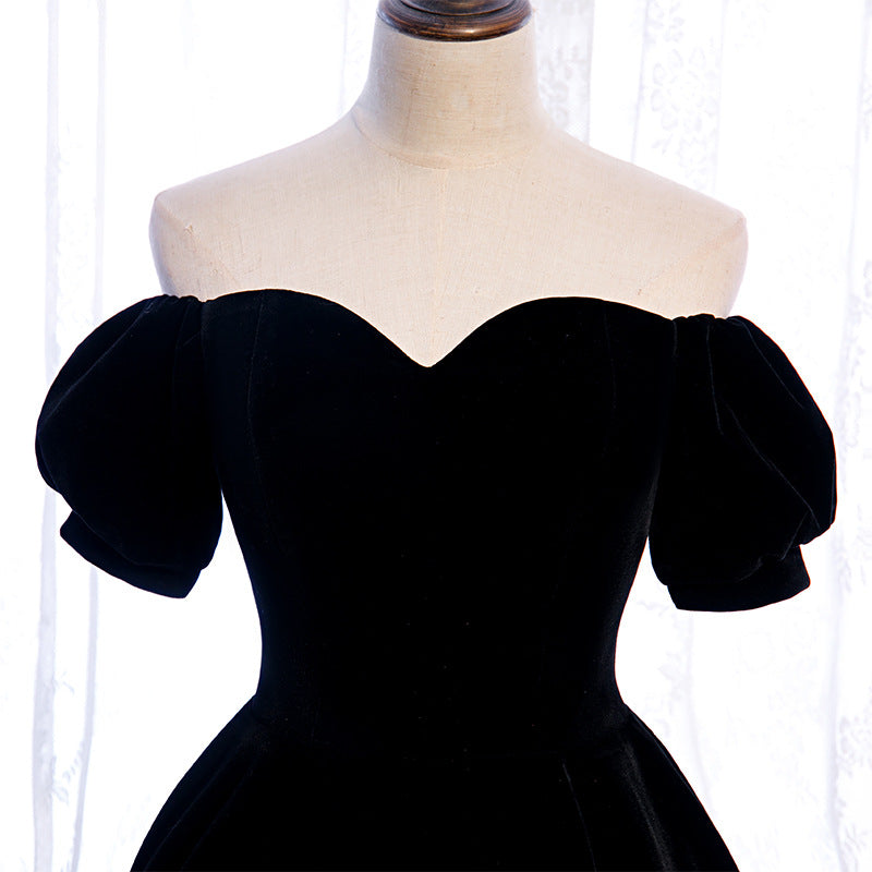 Black Prom Dresses Off Shoulder Short Sleeve Formal Party Gowns Night Out Dress