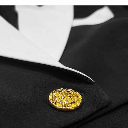 Women Pant Suits 2 Piece Suits with Short Blazer Pantsuit Color Contrast Black Fashion Pantsuits