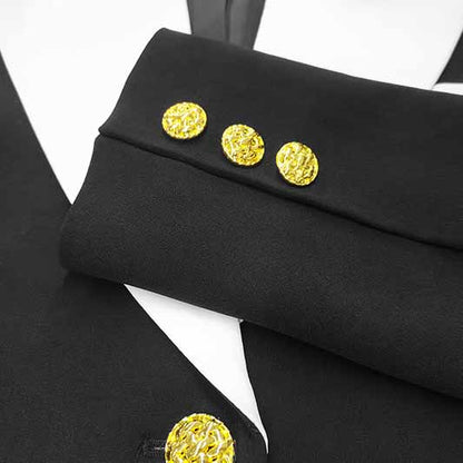 Women Pant Suits 2 Piece Suits with Short Blazer Pantsuit Color Contrast Black Fashion Pantsuits