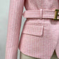 Womans Pink Cotton Blazer Double-breasted Buckle Blazer