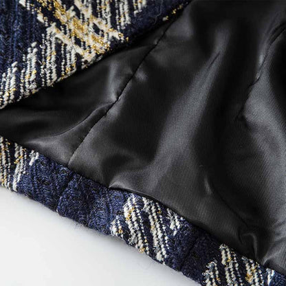 Women's Vintage Double Breasted Blazer Black & Yellow Houndstooth Blazers