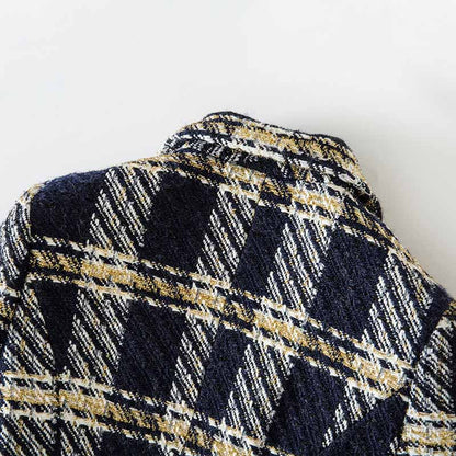 Women's Vintage Double Breasted Blazer Black & Yellow Houndstooth Blazers