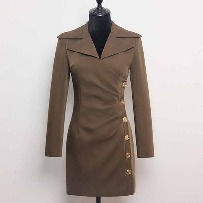 Women Long Sleeve Wrap Mini Dresses