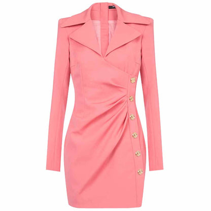 Women Long Sleeve Wrap Mini Dresses