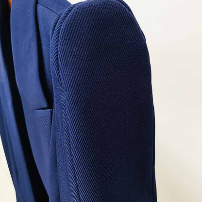 Women's Dark Blue Pantsuit Blazer+ Puff Sleeves Oversize Suit Fashion Pantsuit