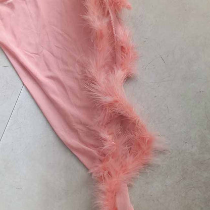 Womens Feather Tulle Robe Long Lingerie Maternity Dressing Gown Puffy Nightgown