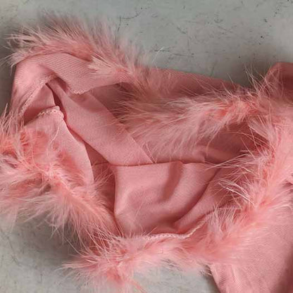 Womens Feather Tulle Robe Long Lingerie Maternity Dressing Gown Puffy Nightgown