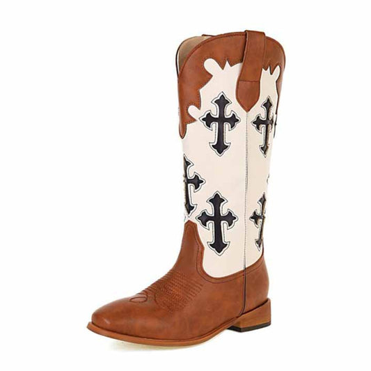 Women's Cowboy Boots Round Toe Western Riding Work Boots