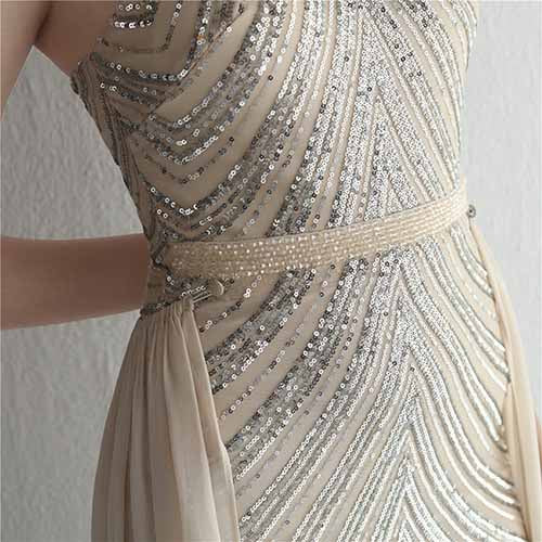 Women's Sleeveless Mermaid Detachable Train Evening Prom Dresses Party Gowns